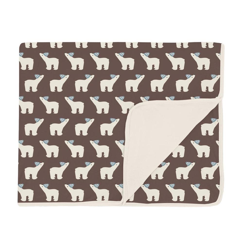 NEW KICKEE print toddler blanket in coffee polar bears